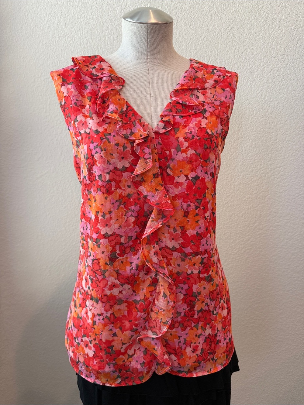 Vince Camuto Floral Sleeveless Top - Red and Pink